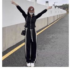 批发2025<b class='q'>运动服</b>套装休闲时尚女士春秋新款高级<b class='q'>显瘦</b>卫衣阔腿裤两件套潮