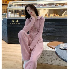 批发时尚运动风两件套气质连帽开衫上衣女显瘦修身甜美宽松休闲直筒<b class='q'>裤</b>