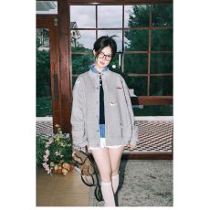 批发小动物刺绣纽扣开衫<b class='q'>卫衣</b>女秋冬新款美式外套无帽情侣<b class='q'>潮牌</b>立领上衣