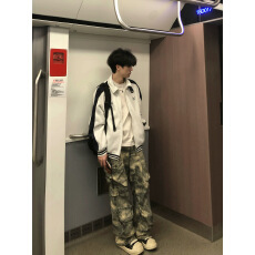 批发美式高街拼色开衫立领卫衣男款春秋情侣装hiphop<b class='q'>潮牌</b>翻领夹克外套