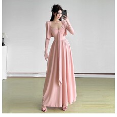 批发2025新款法式纯欲风粉色吊带<b class='q'>连衣裙</b>子女秋冬季开衫穿搭配长裙套装