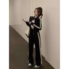 批发时尚<b class='q'>开衫</b><b class='q'>卫衣</b>运动套装女春秋季新款学生韩版宽松休闲两件套跑步服