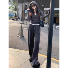 批发休闲<b class='q'>运动</b>套装女春秋2025新款时尚洋气减龄假两件连帽卫衣两件套