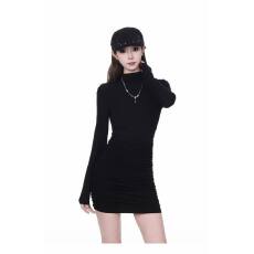 批发半高领黑色紧身包臀裙连衣裙2025秋冬内搭性感辣妹风打底<b class='q'>短款</b>裙子