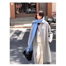 批发法式简约双排扣毛呢外套女装秋冬oversize中长款气质减龄呢子风衣