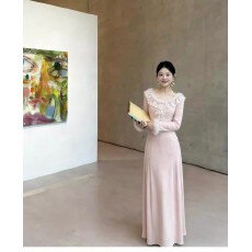 批发韩系氛围感穿搭秋冬千金气质蕾丝花边毛毛显瘦收腰甜美连衣<b class='q'>裙</b>女