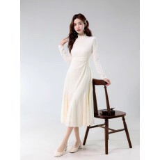 批发杏色配大衣针织法式显瘦气质鱼尾<b class='q'>裙</b>内搭打底连衣<b class='q'>裙</b>女秋冬长款长<b class='q'>裙</b>