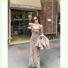 批发【韩国网】无袖连衣裙女2026夏季新款气质复古收腰显瘦长裙