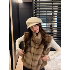 批发韩系复古立领秋<b class='q'>冬</b>仿貂毛坎肩马甲2026新款无袖拉链横纹水貂外套女