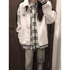 批发美式复古翻领撞色拉链卫衣女秋冬季新学院风休闲情侣夹克外套上衣