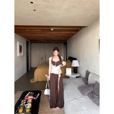 批发松弛感休闲套装女夏季2026新款绑带<b class='q'>开衫</b>针织挂脖吊带阔腿裤三件套