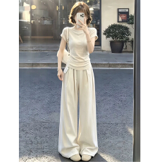 盐系高级感运动套装女夏季时尚穿搭一整套短袖阔腿裤休闲两件套潮