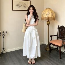 批发法式高级感<b class='q'>白色</b>背心连衣裙子女夏季2026新款特别漂亮掐腰气质<b class='q'>长裙</b>
