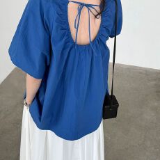 批发大码300斤小众独特后背系带镂空衬衣女<b class='q'>夏</b>季宽松胖MM简约穿搭上衣2