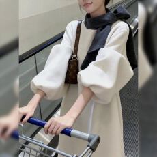 批发气质时尚白色连衣裙女春秋季胖MM大码300斤宽松设计感减龄裙子ins