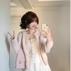 批发原版做法+针织质量+新款女小香风氛围感针织开衫宽松显瘦长袖上衣