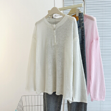 批发实拍微透薄款针织衫女春<b class='q'>夏季</b>2025新款马海毛慵懒防晒罩衫长袖上衣