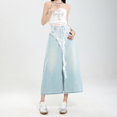 批发开叉牛仔半身裙新款包臀中长裙女<b class='q'>清新</b>浅蓝春夏高腰A版垂顺