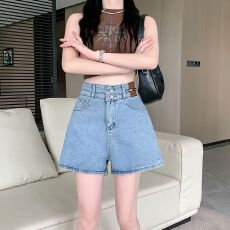 批发实拍实价~甜辣牛仔<b class='q'>短裤</b>女2025夏季高腰显瘦宽松a字百搭阔腿热裤潮