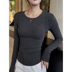 批发秋冬新款韩系高级绝美漂亮上衣女修身显瘦洋气内搭长袖打底衫T恤