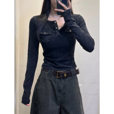 批发秋冬美式灰色长袖t恤今年流行女装早春季内搭修身显瘦打底衫上衣