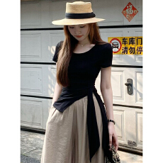 不规则绑带收腰短袖t恤女夏季独特超好看修身上衣设计感小众小衫