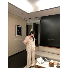 批发【德绒】睡衣女秋冬季2025新款感时尚网红风纯色薄绒家居<b class='q'>服</b>两件套