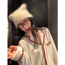 批发【德绒】奶白睡衣女秋冬2025年新款薄绒休闲时尚网红家居<b class='q'>服</b>两件套