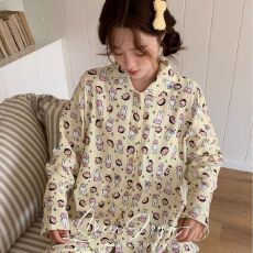 批发优质仿棉睡衣女春秋季2026新款可爱学生宽松休闲长袖家居服套