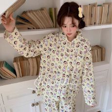 批发优质仿棉睡衣女春秋季2026新款可爱学生宽松休闲长袖家居服套