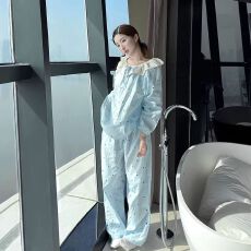 批发云朵棉可爱波点娃娃领睡衣女春夏秋季2026新款蕾丝花边宽松家居服