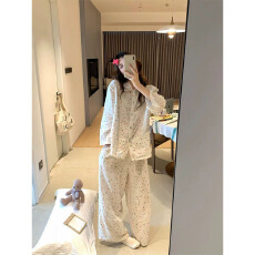 批发【加长版云朵棉双口袋】彩绘星星睡衣女春秋季新款长袖宽松家居<b class='q'>服</b>