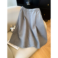 批发实拍高级感气质a字毛呢半身裙伞裙女秋冬<b class='q'>新款</b>高腰显瘦花苞裙中裙