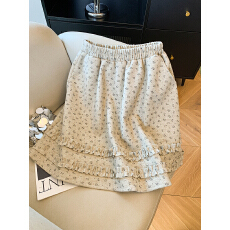 批发实拍甜美温柔风木耳边<b class='q'>碎花</b>裙<b class='q'>短裙</b>女秋冬新款复古松紧腰a字半身裙