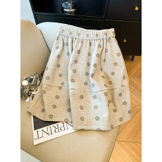 批发实拍毛呢<b class='q'>碎花</b>半身裙女秋冬加厚韩系复古a字裙<b class='q'>短裙</b>蓬蓬花苞裙2025