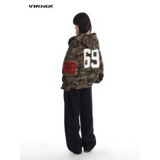 批发华棉复合刺绣 原版质量<b class='q'>春</b>秋连帽卫衣女外套帽衫街头宽松迷彩