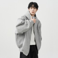 批发2025新款卫衣<b class='q'>港风</b>宽松简约连帽卫衣开衫男女同款潮流帅气百搭
