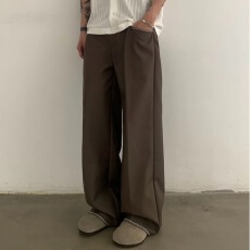 批发复古高级感手缝线设计垂感<b class='q'>休闲</b>西裤男女宽松廓形百搭长裤