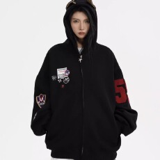 批发美式街头迷彩连帽开衫<b class='q'>卫衣</b>男女复古高街<b class='q'>潮牌</b>2025秋冬新款外套