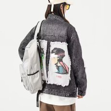 批发春秋季牛仔款外套男女欧美<b class='q'>街头</b>潮牌宽松夹克潮流宽松上衣潮外