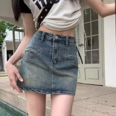 批发<b class='q'>牛仔</b>半身裙女夏季2025年新款弹力<b class='q'>高腰</b>防走光裙裤a字显瘦包臀短裙