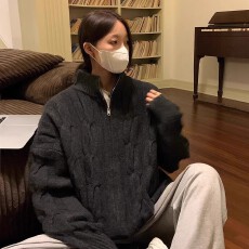 批发秋冬立领开衫毛衣<b class='q'>男</b>女<b class='q'>韩版</b>慵懒风内搭针织衫美式情侣<b class='q'>外套</b>上衣
