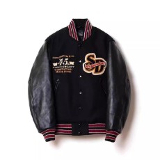 批发重磅毛尼原版领标毛巾绣拼接棒球<b class='q'>服</b>外套男女装春秋季休闲夹克衫