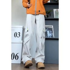 批发高街机能工装冲锋裤子男女秋季潮牌拉链设计感大码宽松直筒休闲裤