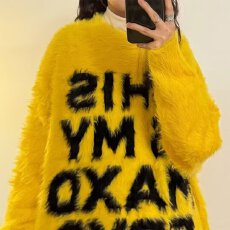 批发文艺慵懒原宿2024美式字母水貂毛慵懒风毛衣ins新款潮流无<b class='q'>品牌</b>
