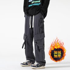 批发美式潮牌高街vibe牛仔裤女小众设计感工装长裤大口袋阔腿裤子