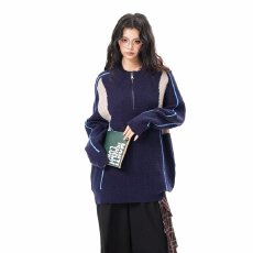 批发2025 年半拉链衫毛衣女士厚实慵懒<b class='q'>宽松</b>休闲百搭针织衫潮流ins