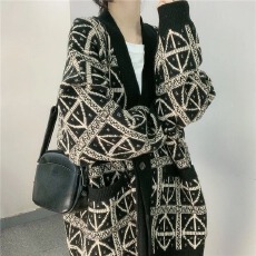 批发2025年秋装新款休闲<b class='q'>宽松</b>胖妹妹大码女装慵懒风针织开衫毛衣外套潮