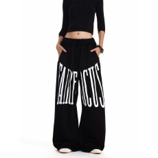 批发美式复古大字母印花抽绳休闲裤男女<b class='q'>街头</b>小众宽松百搭爵士舞裤子潮