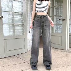 批发复古拖地牛仔裤女秋冬季新款<b class='q'>大码</b><b class='q'>胖妹妹</b>高腰百搭宽松直筒显瘦裤子